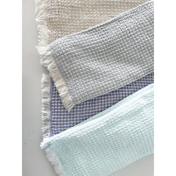 2 Tone Turkish Cotton Waffle Bath Towel Natural Beige