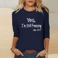 thumbnail image 2 of Jsaierl Tops for Women 3/4 Sleeve Summer Round Neck Shirts Cute Print Petite Blouses Work Dressy T-shirts Top S-5XL, 2 of 7