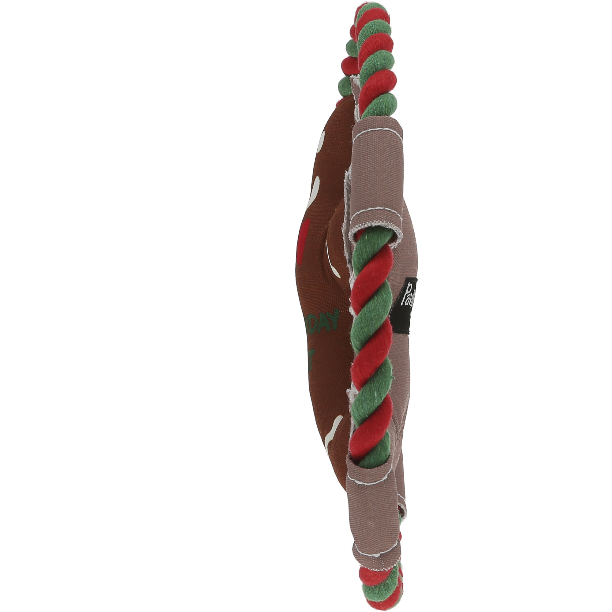 Pavilion - Howl-Iday Treat - 10" Gingerbread Man Puppy Dog Toy With Rope Handle K-9 Furry Companion Christmas Holiday Gift Present