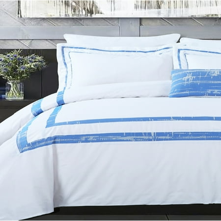 Cotton Comforters Queen California Design Den Hotel Park Luxe Down Alternative Comforter Set Cotton White/Spa, Full/Queen 4 Piece ()