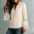 thumbnail image 6 of Gamivast Linen Lace Blouses for Women Dressy Casual Loose V-Neck Long Sleeve Tunics Trendy Summer Tops Crochet Patchwork Holiday Clothing, 6 of 8