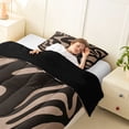 thumbnail image 3 of Homewish Retro Wavy Swirl Twin Comforter Sets,Aesthetic Geometric Bedding Set,Brown,Black Reversible,2-Piece,1 Comforter and 1 Pillowcase, 3 of 7