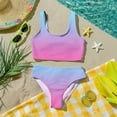thumbnail image 6 of CCRFTGI Girls Swimsuit Size 10-12 Two Piece Sets Swimming Bathing Suit Beach Holiday Gradient Bikinis Cute Summer Girls Clothes Swim Suit Kids Bikini Light Blue 9-10 Years, 6 of 9