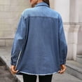 thumbnail image 7 of Jerdar Women's Oversized Denim Shirt Jacket Long Sleeve Button Down Jean Shacket with Frayed Hem for Fall Casual Daily Wear L, 7 of 7