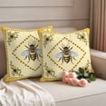 thumbnail image 4 of 2 Pack Outdoor Waterproof Throw Pillow Covers,Farmhouse Sunflower Bee Decorative Square Pillow Case Patio Pillowcases for Chair Couch Sofa 16x16in, 4 of 9