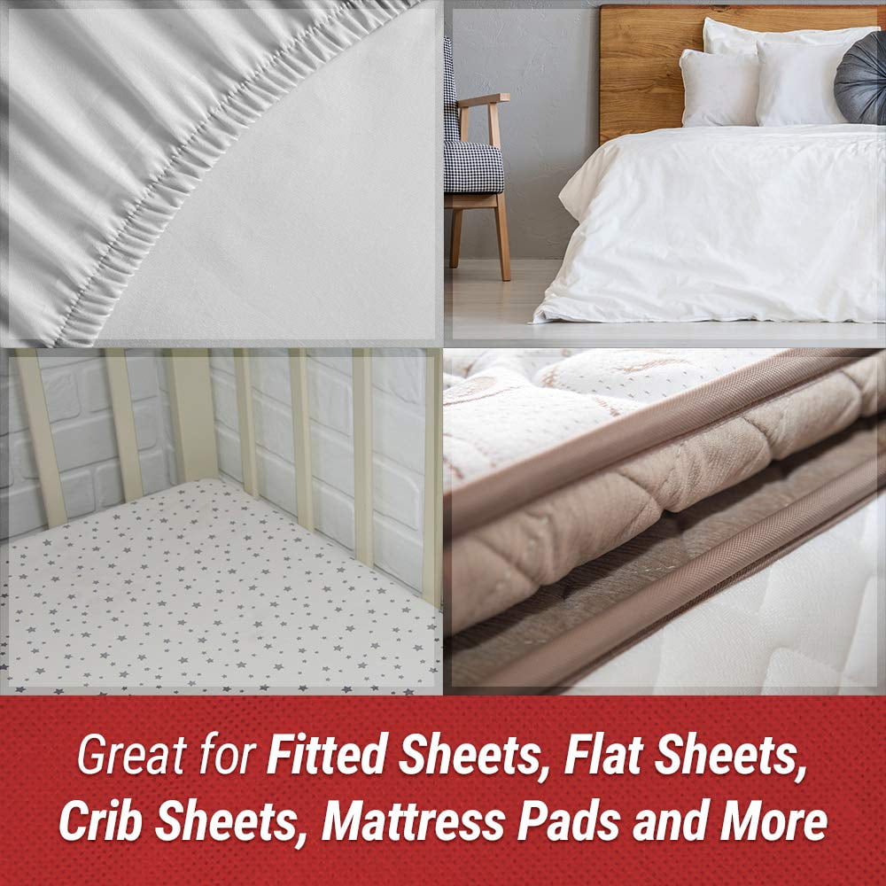 Hold’em Bed Sheet Fastener Suspenders - Adjustable, Crisscross Sheet Strap Holder Clips, White