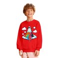 thumbnail image 2 of Boys Sweatshirts Kids Graphic Loose Crew Neck Long Sleeve Pullover Hoodless Sweatshirt Red 3-4 Years, 2 of 4