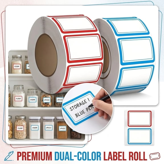 500 Pcs Roll Handwritten Self-Adhesive Label Stickers,Removable Writable Marking Tags for Kitchen Jar Pantry Storage Classification,Office File Blue