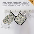 thumbnail image 3 of 2PCS Pot Holders and Oven Mitts Sets Cooking Gloves Kitchen Gloves Heat-Resistant Non-Slip for Baking Cooking White Chrysanthemum Pattern, 3 of 5