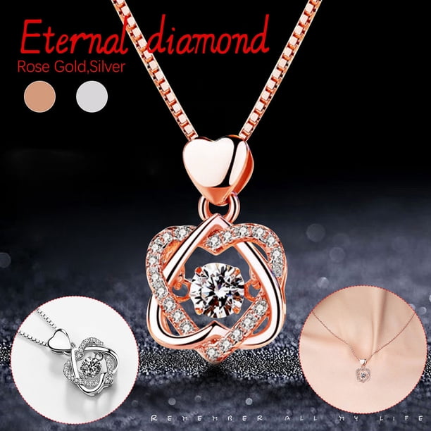 onlyliua Liquidación Collar y Colgante de Corazón y Cristales, Regalo de Joyería para Mujer
