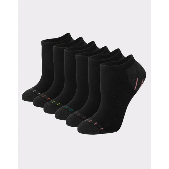 Hanes Comfort Fit Women's No-Show Socks, 6-Pairs Assorted Black/Grey 5-9