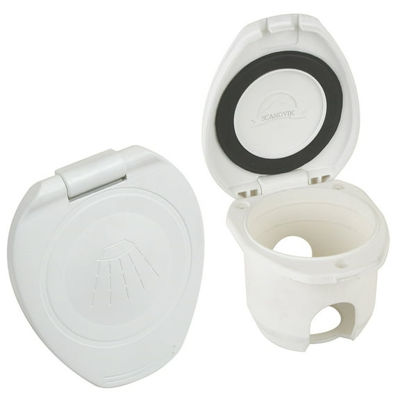 Scandvik 12104P; Cap Cup Single White Hinged Recessed Mount