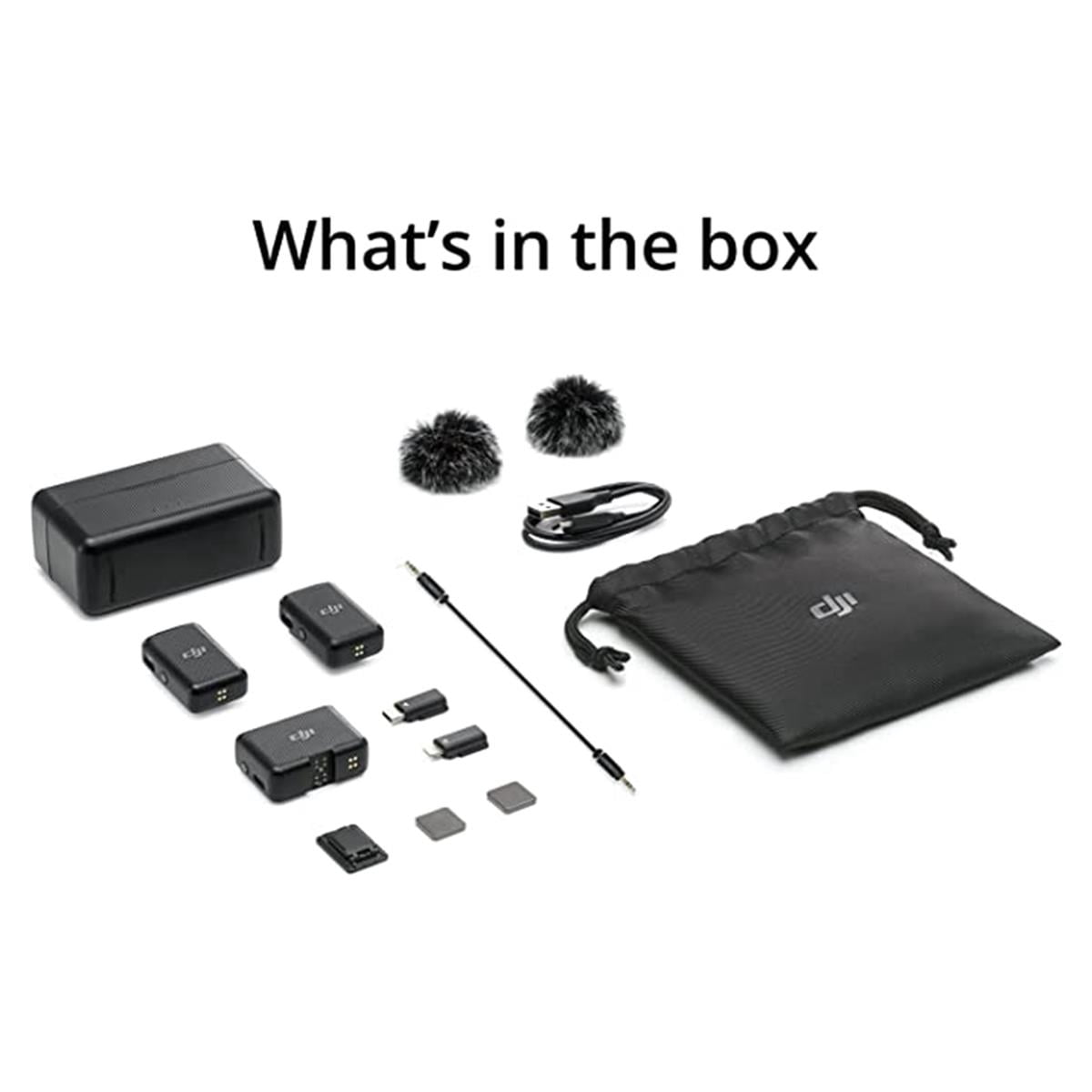 DJI Mic Dual-Transmitter Compact Digital Wireless Microphone System/Recorder for Camera & Smartphone (2.4 GHz) Bundle with, 2X Turnstile Omnidirectional Condenser Lavalier
