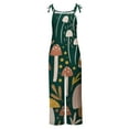 thumbnail image 3 of Usmixi Jumpsuits for Women Casual Loose Lightweight Cotton Linen Adjustable Strap Wide Leg Baggy Long Jumpsuits Overalls Summer Formal Plants Print Round Neck Sleeveless Maxi Rompers Green xxl, 3 of 4