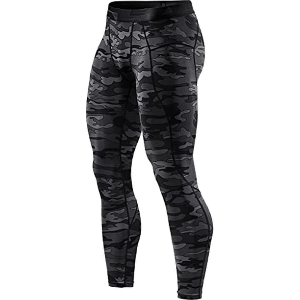 TSLA Mens compression Pants, cool Dry Athletic Workout Running Tights  Leggings with PocketNon-Pocket, Athletic camo Black, Small 