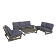 thumbnail image 3 of Christopher Knight Home 4-Piece Outdoor Patio Sofa Set with Loveseats & Coffee Table, Acacia Wood Frame, Dark Gray, 3 of 13