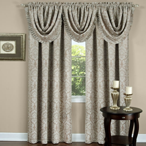 Complete 5 Pc. Damask Thermal Blackout Rod Pocket Window Curtains