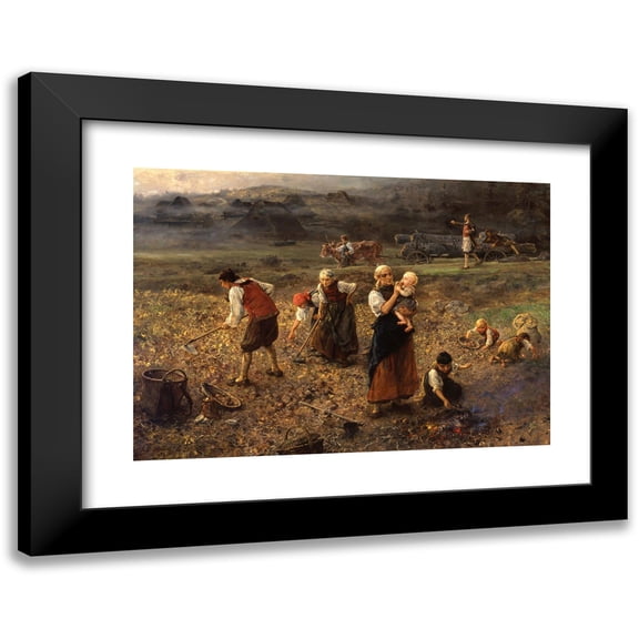 Ludwig Knaus 14x11 Black Modern Framed Museum Art Print Titled - Potato Harvest (1889)
