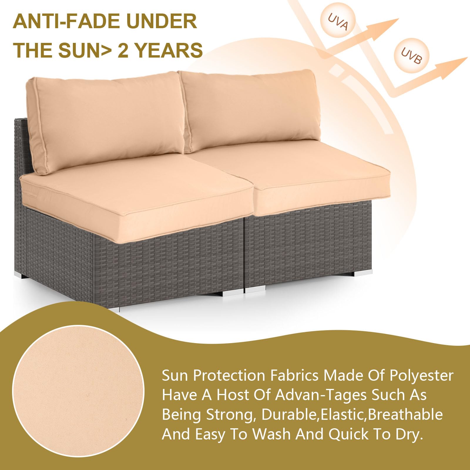 Outdoor Replacement Cushions for Patio Furniture,14-Piece Patio Water-Resistant Replacement Sofa Cushions Fits 6-seat Sectional Rattan Conversation Set,Liner&Cover