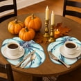 thumbnail image 4 of OVZME 4PCS Fall Placemats, Autumn Printed Pumpkin Place Mats for Kitchen Dining Table, Thanksgiving Harvest Halloween Holiday Decor Placemat, Water-Proof, Each 13" x 15", Dark Blue, 4 of 6