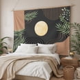 thumbnail image 3 of Boho Black Small Tapestry for Bedroom Wall Hanging Tapestry, Brown Modern Stripes Moon Abstract Leaf Ceiling Backdrop Tapestries Poster Blanket Wall Decor for Teens Room Living Room Dorm 23" x 28", 3 of 8