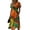 Orange, variant on Women's Halloween Dresses Pumpkin Witch Hat Short Sleeve Spooky Sundress Bat Ghost V Neck Horror Midi Dresses, S