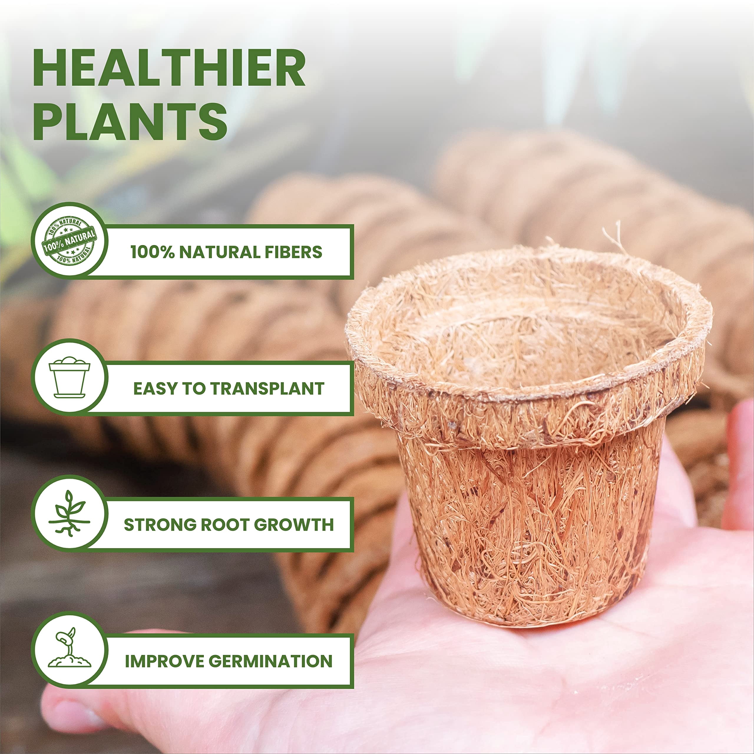 Envelor Coco Coir Plant Pots Seed Starter Tray Biodegradable Seed Starter Pots Coco Peat Pots Seedling Cups Small Plant Pots Germination Nursery Planting Tray Plant Starter Pots, 6 Inches 5 Pack