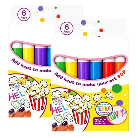 Puffy Pens,Puffy Paint,Magic Puffy Pens 6 PCS | Puffy Bubble Pen Puffy 3D Art Safe Pen,Magics Colour DIY Bubble Drawing Pens for Greeting Birthday(2pcs)