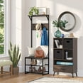RiverRidge Home Afton Metal Frame Hall Tree with Seat, 3 Open Shelves