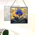 thumbnail image 4 of Bluebonnet Flower Stained Glass Panel Suncatcher Square Window Hanging, 8 Inch Real Glass Decorative Art Sun Catcher for Home, Gift, and Garden Decor 78OR5, 4 of 6