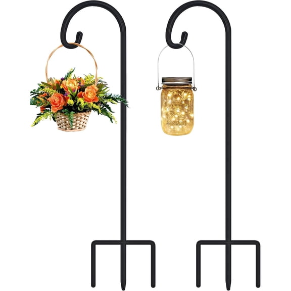 Adjustable 32 Inch Small Shepherds Hooks for Outdoor, Garden Hooks for Hanging Plants, Bird Feeders, Solar Lights, Weddings Decor, 2 Pack