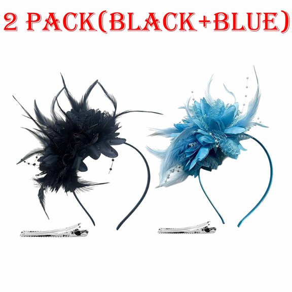 Fashion Women Dress-Up Party Headband Decorations Elegant Hair Band For Delicate Headpiece With Colorful For Performances And Parties - Black Blue