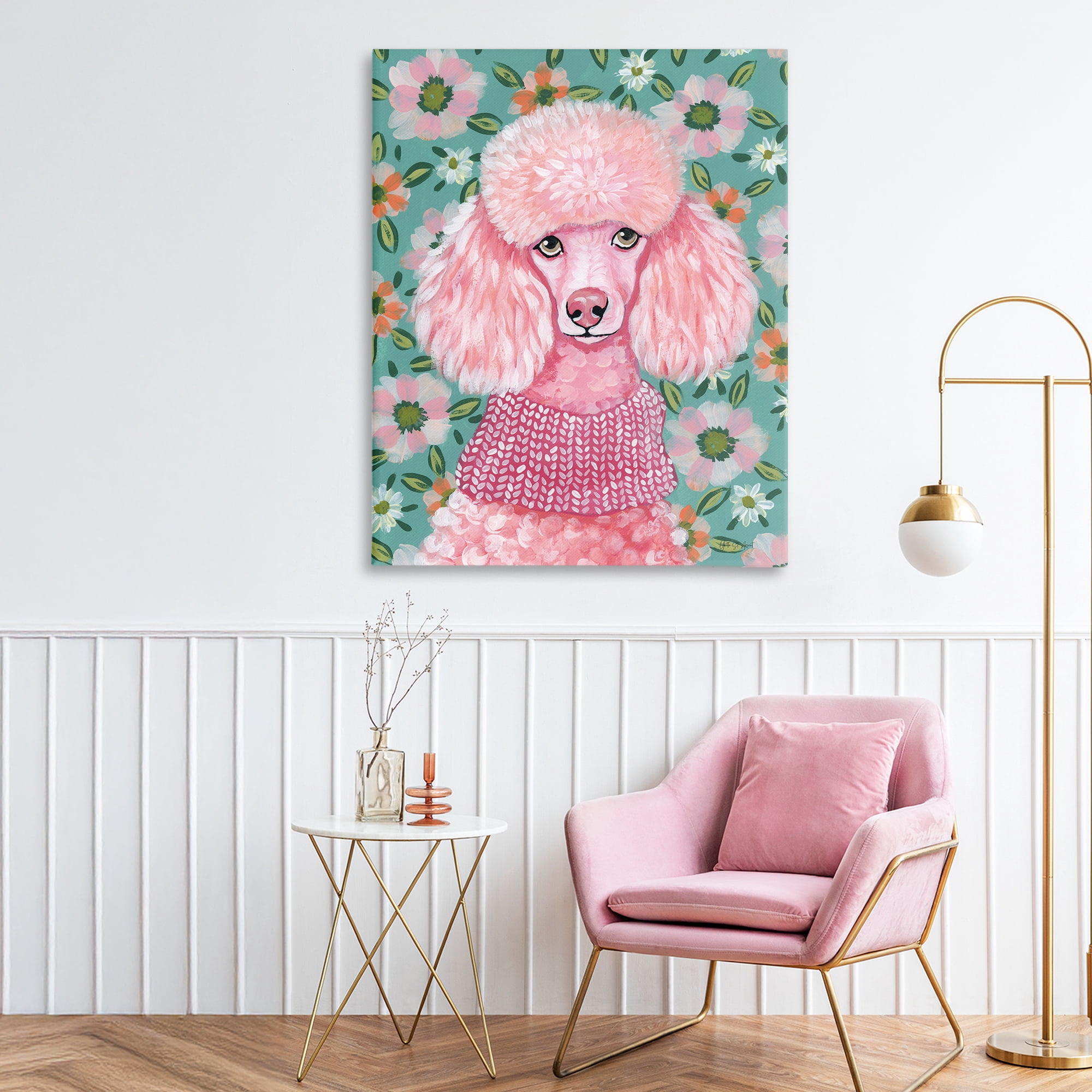 Stupell Industries Floral Poodle In Pink Canvas Wall Art, design by Yvette St. Amant