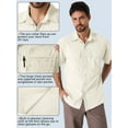 thumbnail image 2 of POENTAB Short Sleeve Fishing Shirts for Men Quick Dry Sun Protection UPF 50+ Button Down Shirt Hiking Safari Beach Travel Clothes Beige, 2 of 7