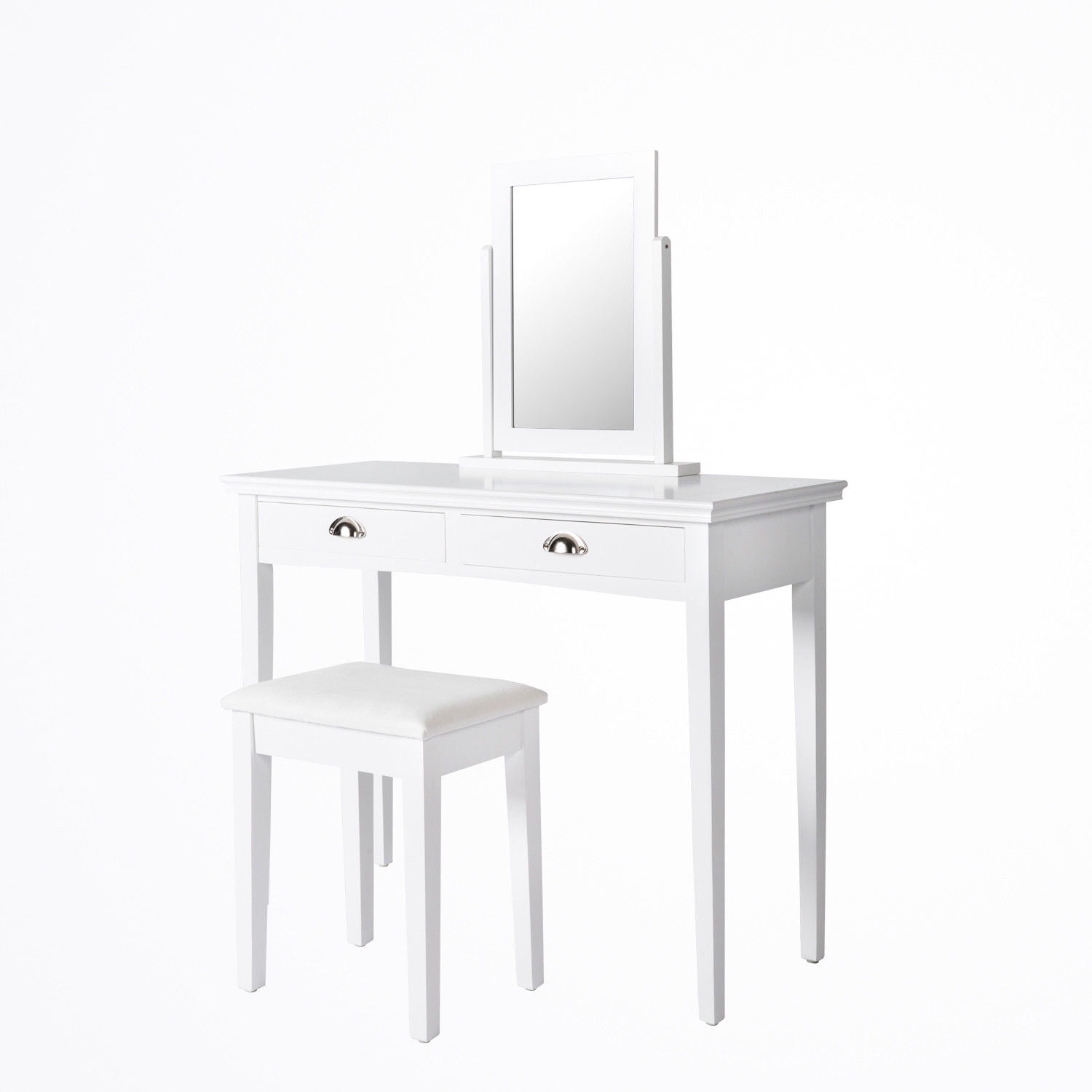 Ghp 39 37 X15 74 X51 White Vanity Drawer Makeup Mirrored Dressing Table W Stool