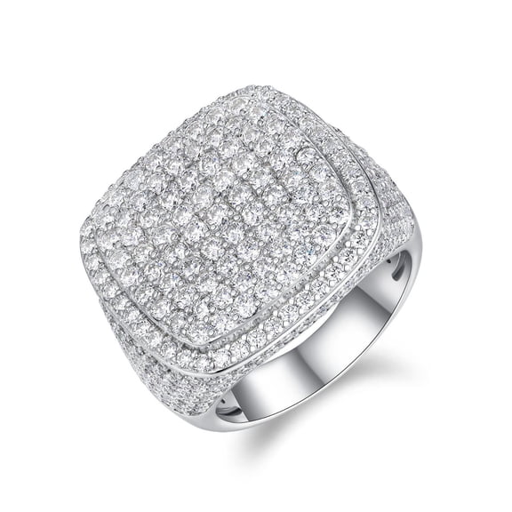 Mens Moissanite Rings D Color VVS1 Clarity Round Cut Cluster Diamond Ring 925 Sterling Silver Statement Party Cocktail Ring Jewellery Size 8-12