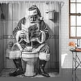 thumbnail image 4 of Funny Cool Santa Claus Shower Curtain, Funcy Father Christmas Reading Newspaper on Toilet Shower Curtains Set, Black and White Bath Curtains, Farmhouse Mens Bathroom Curtain with Hooks 70X84in, 4 of 6