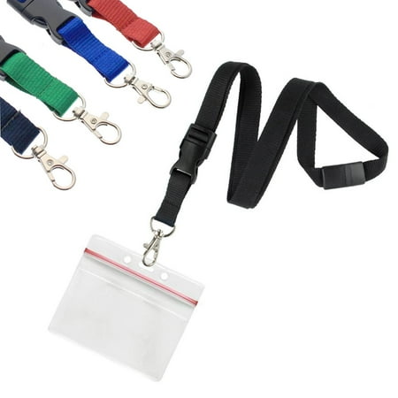 Lanyard With Id Holder 5 Pack - Premium Lanyards with Detachable Horizontal Re-Sealable ID Badge Holder by Specialist ID (Assorted Colors) ()