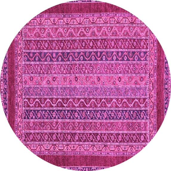 Ahgly Company Indoor Round Oriental Pink Modern Area Rugs, 3' Round