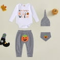thumbnail image 2 of Gubotare My First Halloween Baby Boy Outfit Long Sleeve Pumpkin Romper Pants Set with Hat Newborn Boy Fall Clothes 0 3 6 9 12 18 24 Months (White,6-12 Months), 2 of 7