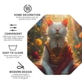 thumbnail image 3 of Yiaed Sunshine Flower Meditating Cat Print Leather Coasters for Drinks - Cup Coasters Coffee Table Kitchen Table Bar, Home & Office Gifts Handmade Drink Coasters-Octagon, 3 of 6