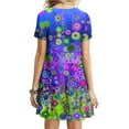 thumbnail image 5 of Viikei Casual Tiered Ruffle Short Sleeve Dress,Women's Short Sleeved Dress with Floral Print Round Neck Dress Multicolor XXL, 5 of 5