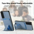 thumbnail image 4 of Case for Samsung Galaxy A32 5G with Hidden Kickstand, Carbon Fiber Texture Wallet Case with Card Holder for Galaxy A32 5G Magnetic Car Mount Shockproof Military Grade Protection Cover, Blue, 4 of 10