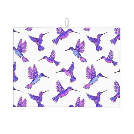 

Dish Drying Mat Purple Hummingbird Highly Absorbent Microfiber Drying Mat Kitchen Counter or Sink Drawer Liner 18x24 Kitchen Drying Mat Coffee Mat Kitchen Essentials