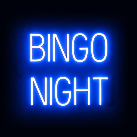 

SpellBrite BINGO NIGHT LED Sign for Business. 18.3 x 15 Blue BINGO NIGHT Sign Has Neon Sign Look With Energy Efficient LED Light Source. Visible from 500+ Feet 8 Animation Settings.