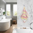thumbnail image 2 of Yayeee 100% Cotton Hand Towels for Bathroom 16" x 28" Soft Absorbent Kitchen Towel, Pink and Yellow Striped Pattern, 2 of 7