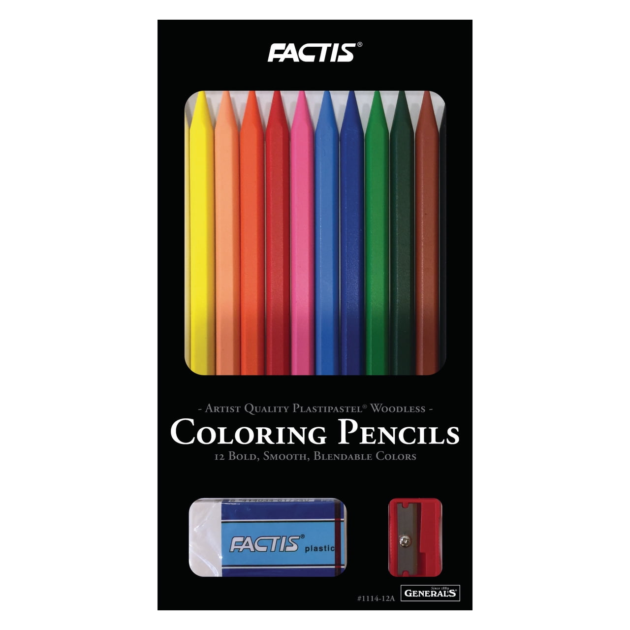 General Pencil Woodless Colored Pencil, 12Color Set