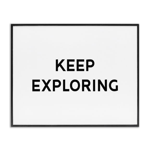 Stupell Industries Scandinavian Keep Exploring Minimal Adventure Motivational Phrase Black White Black Framed Giclee Art, 14 x 11, by Lil' Rue