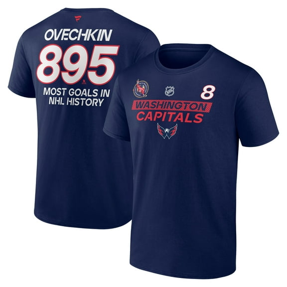 Men's Alexander Ovechkin Navy Washington Capitals NHL All-Time Leading Goal Scorer Name & Number T-Shirt