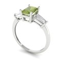 thumbnail image 2 of Clara Pucci 14K White Gold Solid Gold Peridot Three-Stone Anniversary Ring for Women - 1.5 cttw Emerald Cut, 2 of 8